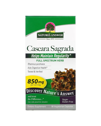Каскара Саграда, 850 мг, Cascara Sagrada, Nature's Answer, 90 вегетарианских капсул