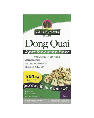 Дудник (Дягиль), 500 мг, Dong Quai, Nature's Answer, 90 вегетарианских капсул