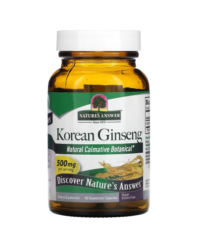 Корейський женьшень, 500 мг, Korean Ginseng, Nature's Answer, 50 вегетаріанських капсул