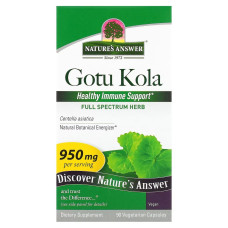 Готу кола, 950 мг, Gotu Kola, Nature's Answer, 90 вегетарианских капсул