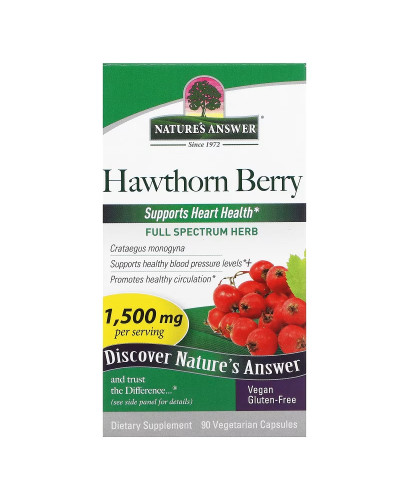Глід, 1500 мг, Hawthorn Berry, Nature's Answer, 90 вегетаріанських капсул