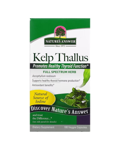Бурые водоросли, Kelp Thallus, Nature's Answer, 100 вегетарианских капсул