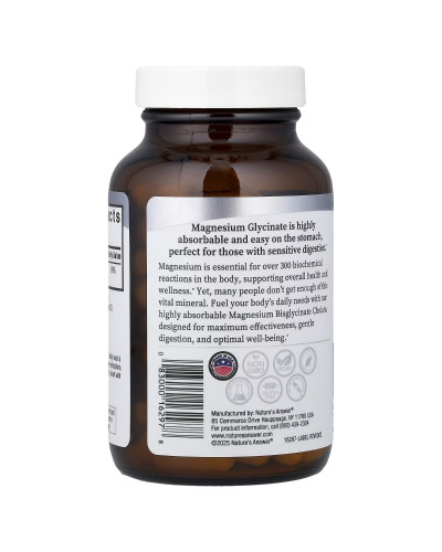 Магний глицинат высокой усвояемости, Magnesium Glycinate, High Absorption, Nature's Answer, 90 вегетарианских капсул