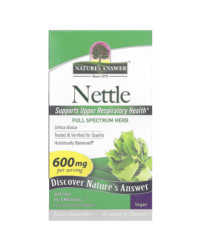 Крапива, 600 мг, Nettle, Nature's Answer, 90 вегетарианских капсул