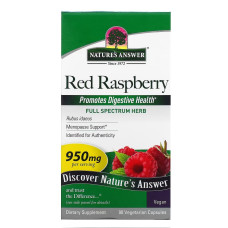 Красная малина, 950 мг, Red Raspberry, Nature's Answer, 90 вегетарианских капсул