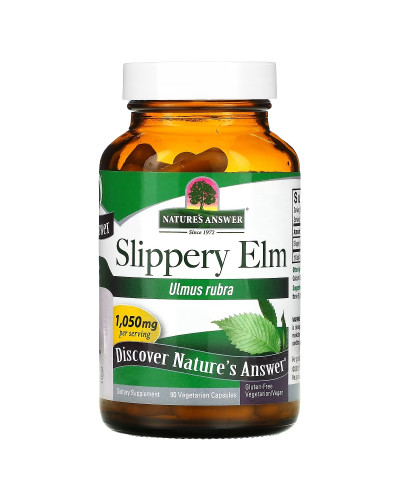 Скользкий вяз, 1050 мг, Slippery Elm, Nature's Answer, 90 вегетарианских капсул