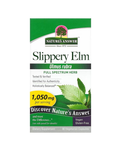 Скользкий вяз, 1050 мг, Slippery Elm, Nature's Answer, 90 вегетарианских капсул