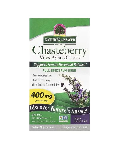 Витекс священный, 400 мг, Chasteberry, Vitex Agnus-Castus, Nature's Answer, 90 вегетарианских капсул