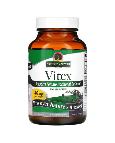 Витекс, 40 мг, Vitex, Agnus-Castus Chaste Tree Berry, Nature's Answer, 90 вегетарианских капсул
