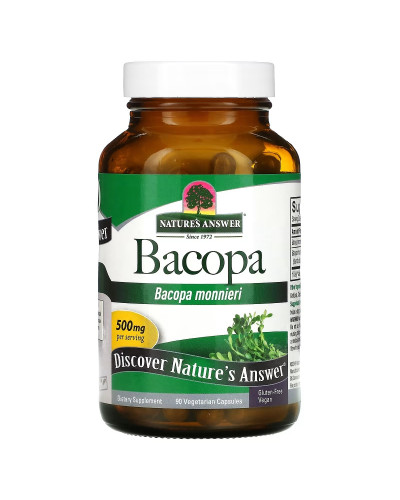 Бакопа, 500 мг, Bacopa, Nature's Answer, 90 вегетаріанських капсул Бакопа, 500 мг, Bacopa, Nature's Answer, 90 вегетаріанських капсул