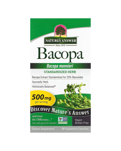 Бакопа, 500 мг, Bacopa, Nature's Answer, 90 вегетаріанських капсул