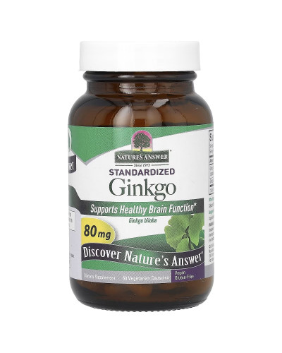 Гинкго Билоба, 80 мг, Standardized Ginkgo, Nature's Answer, 60 вегетарианских капсул