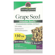 Виноградные косточки, 150 мг, Grape Seed, Nature's Answer, 60 вегетарианских капсул