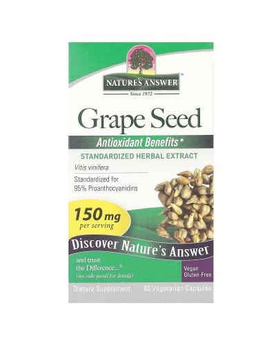Виноградні кісточки, 150 мг, Grape Seed, Nature's Answer, 60 вегетаріанських капсул