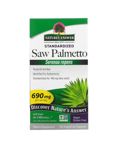 Со Пальметто, 690 мг, Saw Palmetto, Standardized, Nature's Answer, 120 вегетаріанських капсул