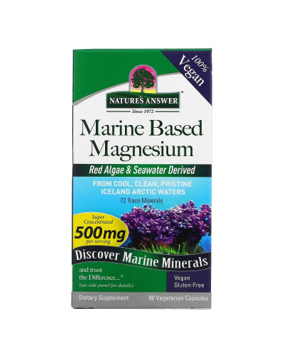 Магний морского происхождения, 500 мг, Marine Based Magnesium, Nature's Answer, 90 вегетарианских капсул