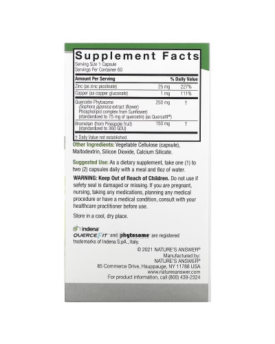 Кверцетин, 250 мг, Quercetin Blend, Nature's Answer, 60 вегетаріанських капсул Кверцетин, 250 мг, Quercetin Blend, Nature's Answer, 60 вегетаріанських капсул