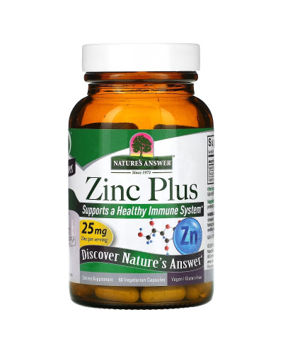 Цинк плюс, 25 мг, Zinc Plus, Nature's Answer, 60 вегетаріанських капсул Цинк плюс, 25 мг, Zinc Plus, Nature's Answer, 60 вегетаріанських капсул