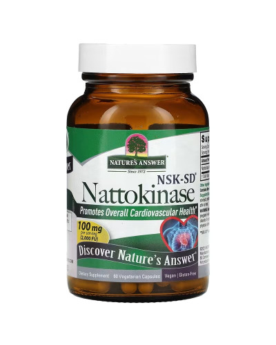 Наттокиназа, 100 мг, Nattokinase, Nature's Answer, 60 вегетарианских капсул