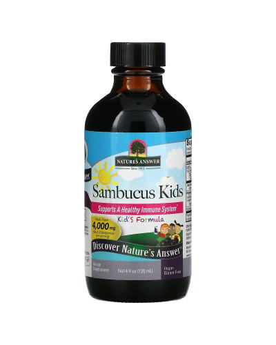 Черная бузина для детей, 4000 мг, Sambucus Kid's Formula, Nature's Answer, 120 мл Черная бузина для детей, 4000 мг, Sambucus Kid's Formula, Nature's Answer, 120 мл