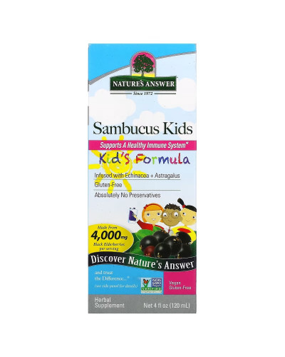 Черная бузина для детей, 4000 мг, Sambucus Kid's Formula, Nature's Answer, 120 мл