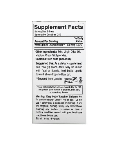 Вітамін D3 у краплях, 4000 МО, Vitamin D-3 Drops, Nature's Answer, 15 мл