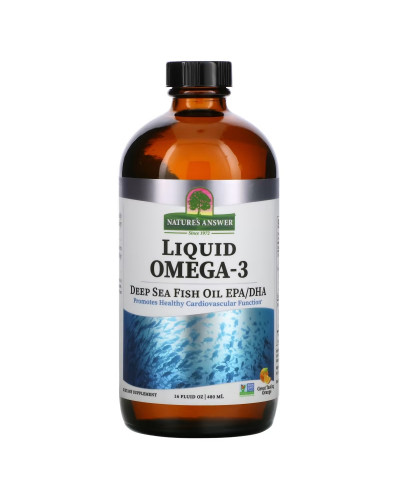 Омега-3 рідка, смак апельсину, Liquid Omega-3, Deep Sea Fish Oil EPA/DHA, Nature's Answer, 480 мл