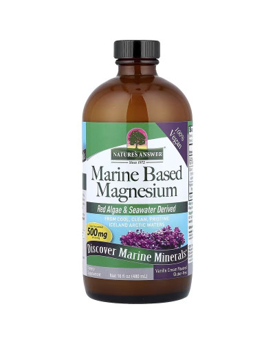 Магній на морській основі, 500 мг, ванлі, Marine Based Magnesium, Nature's Answer, 480 мл