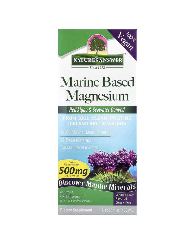 Магній на морській основі, 500 мг, ванлі, Marine Based Magnesium, Nature's Answer, 480 мл
