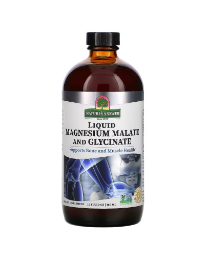 Магній малат та гліцинат, 200 мг, смак мандарину, Liquid Magnesium Malate and Glycinate, Nature's Answer, 480 мл
