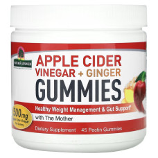 Яблочный уксус с имбирем, 500 мг, Apple Cider Vinegar+Ginger Gummies with The Mother, Nature's Answer, 45 жевательных конфет