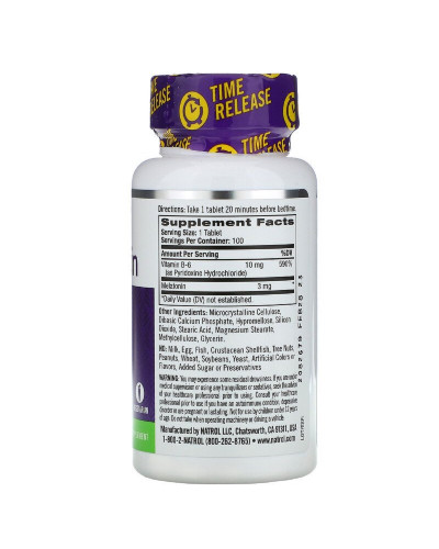 Мелатонин, Медленное высвобождение, Melatonin, Time Release, Natrol, 3 мг, 100 таблеток Мелатонин, Медленное высвобождение, Melatonin, Time Release, Natrol, 3 мг, 100 таблеток