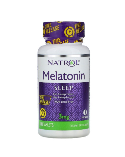 Мелатонин, Медленное высвобождение, Melatonin, Time Release, Natrol, 3 мг, 100 таблеток