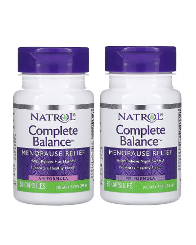 УЦІНКА Повний комплекс для полегшення Менопаузі, Complete Balance, Menopause Relief, Natrol, дві баночки по 30 капсул у шкірній (м'ята коробка)