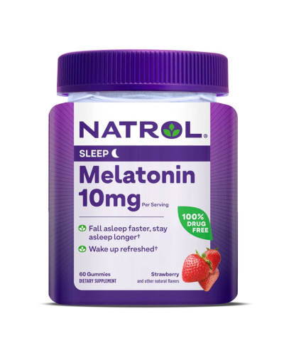 Мелатонін, 10 мг, смак полуниці, Melatonin, Natrol, 60 жувальних конфет