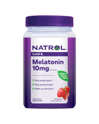 Мелатонін, 10 мг, смак полуниці, Melatonin, Natrol, 140 жувальних конфет