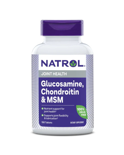 Глюкозамін, Хондроїтин та MSM, Glucosamine, Chondroitin & MSM, Natrol, 150 таблеток