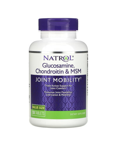 Глюкозамін, Хондроїтин та MSM, Glucosamine, Chondroitin & MSM, Natrol, 150 таблеток