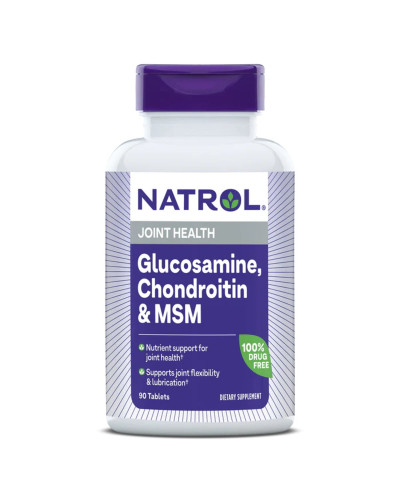 Глюкозамин, Хондроитин и МСМ, Glucosamine, Chondroitin & MSM, Natrol, 90 таблеток