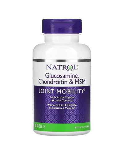 Глюкозамин, Хондроитин и МСМ, Glucosamine, Chondroitin & MSM, Natrol, 90 таблеток