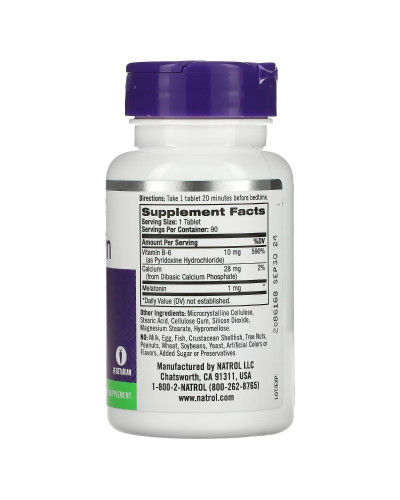 Мелатонін, 1 мг, Melatonin, Natrol, 90 таблеток