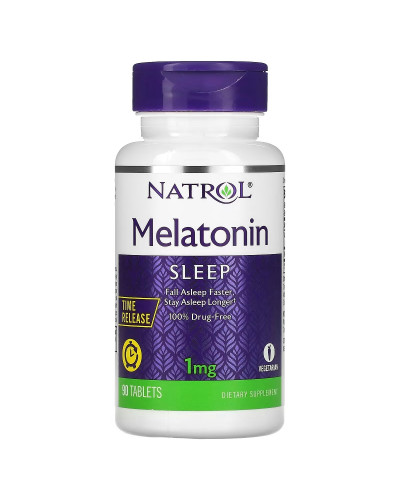Мелатонін із уповільненим вивільненням, 1 мг, Melatonin, Time Release, Natrol, 90 таблеток