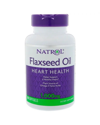 Лляна олія, 1000 мг, Flaxseed Oil, Natrol, 90 гелевих капсул