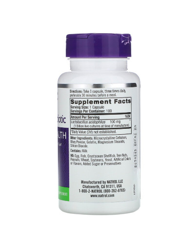Пробіотики Acidophilus, 1 Billion, Natrol, 100 капсул Пробіотики Acidophilus, 1 Billion, Natrol, 100 капсул