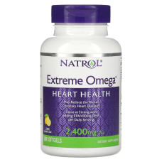 Омега-3, 2400 мг, вкус лимона, Extreme Omega, Natrol, 60 капсул