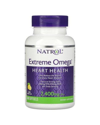 Омега-3, 2400 мг, смак лимона, Extreme Omega, Natrol, 60 капсул