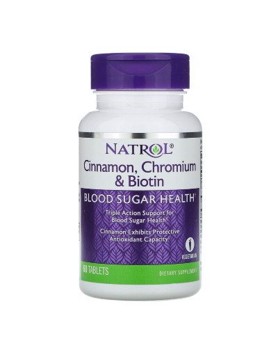 Кориця, Хром і Біотин, Natrol, 60 таблеток