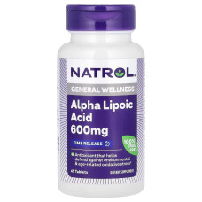 Альфа-липоевая кислота медленного высвобождения, 600 мг, Alpha Lipoic Acid, Time Release, Natrol, 45 таблеток