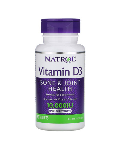 Вітамін D3, Максимальна Сила Дії, 10 000 МЕ, Natrol, 60 таблеток