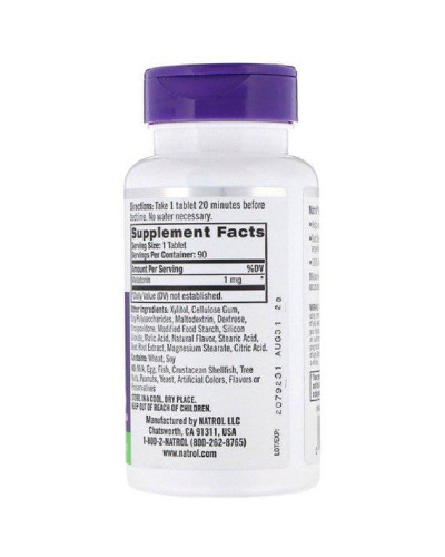 Мелатонін, 1 мг, смак полуниці, Melatonin, Fast Dissolve, Natrol, 90 таблеток Мелатонін, 1 мг, смак полуниці, Melatonin, Fast Dissolve, Natrol, 90 таблеток